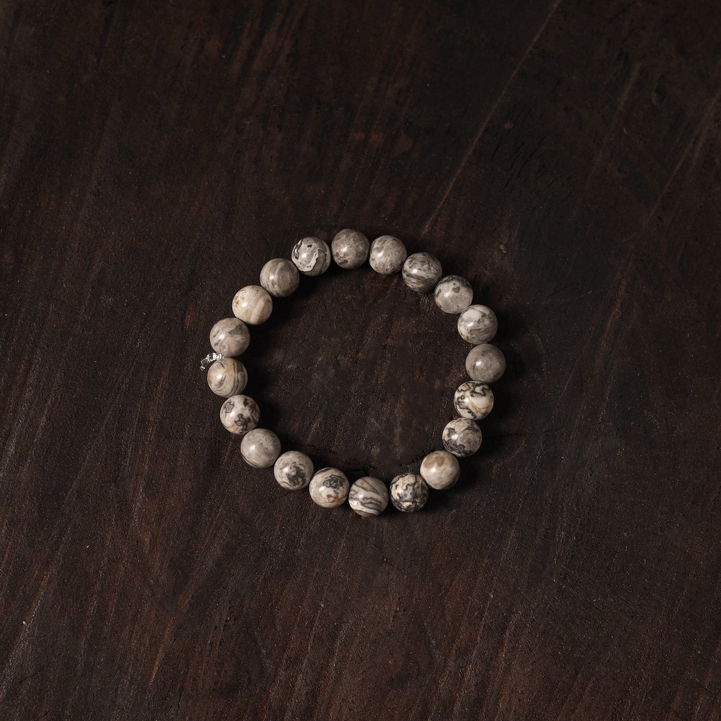 Grey Handcrafted Glass Stone Bracelet