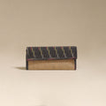 Grey - handcrafted ikat fabric jute clutch / wallet