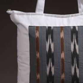 Grey - handcrafted ikat patch canvas cotton shoulder bag 22