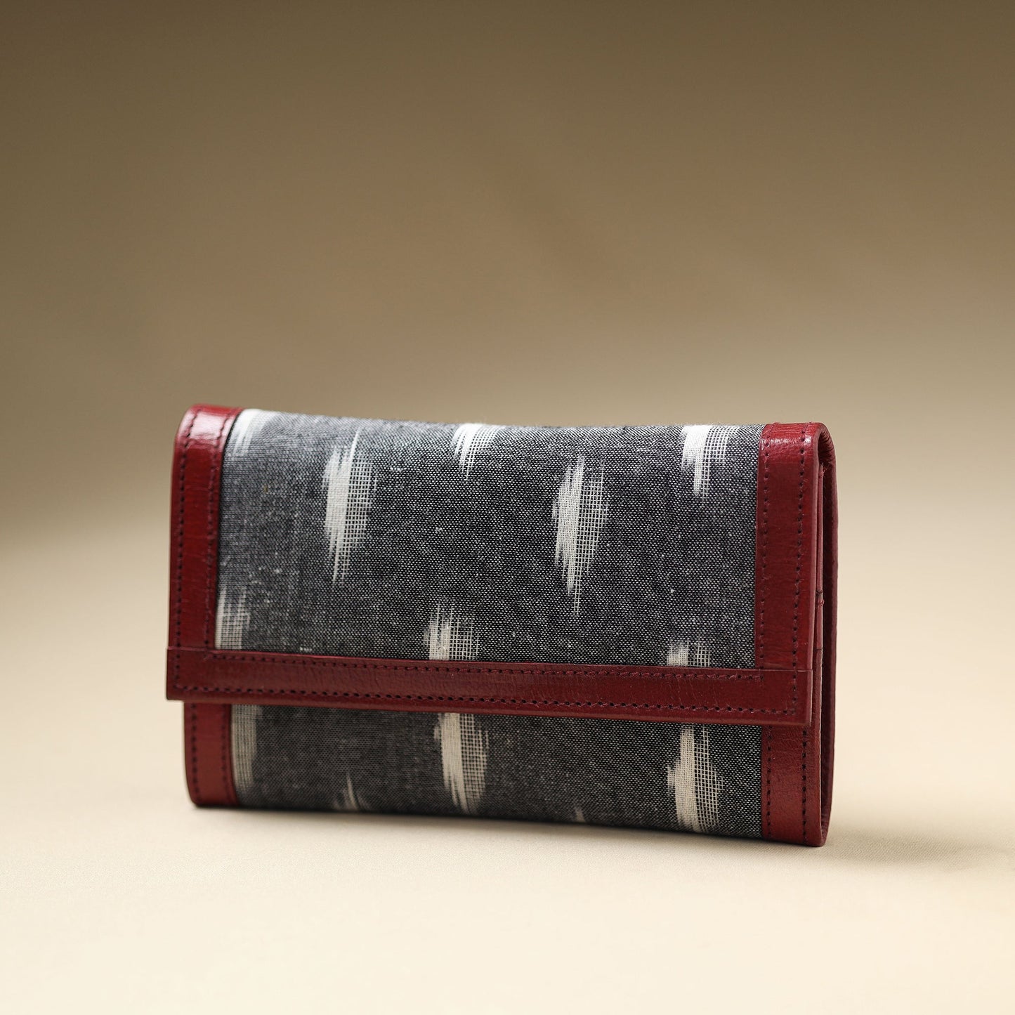 Grey - Handcrafted Ikat Weave Leather Wallet