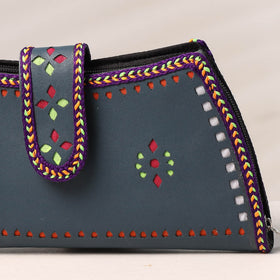 Grey Handcrafted Kutch Leather Clutch / Wallet