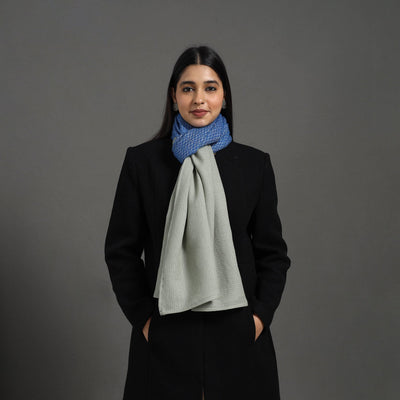 Grey - Handcrafted Patchwork Woollen Stole 04