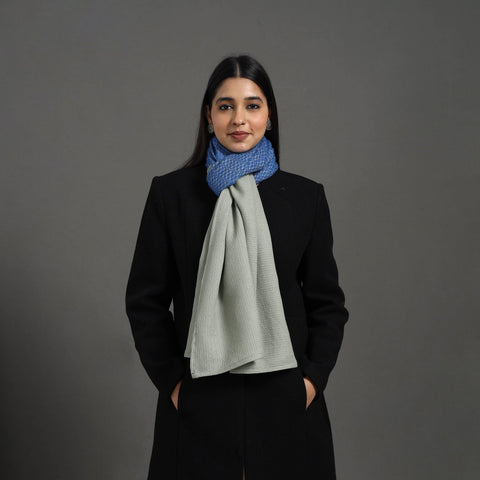 Grey - Handcrafted Patchwork Woollen Stole 04