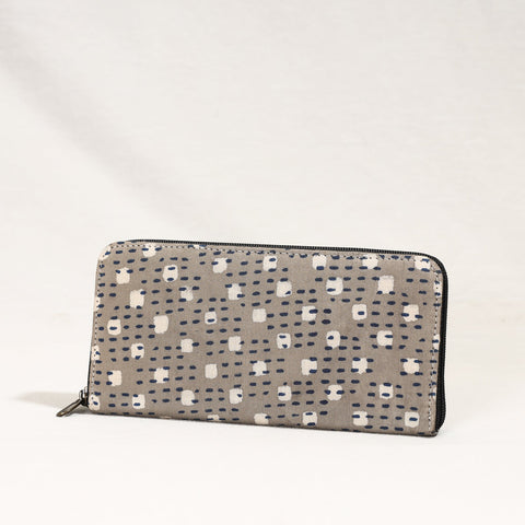 Grey Handcrafted Block Printed Fabric Clutch Wallet