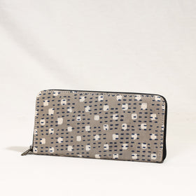 Grey Handcrafted Block Printed Fabric Clutch Wallet