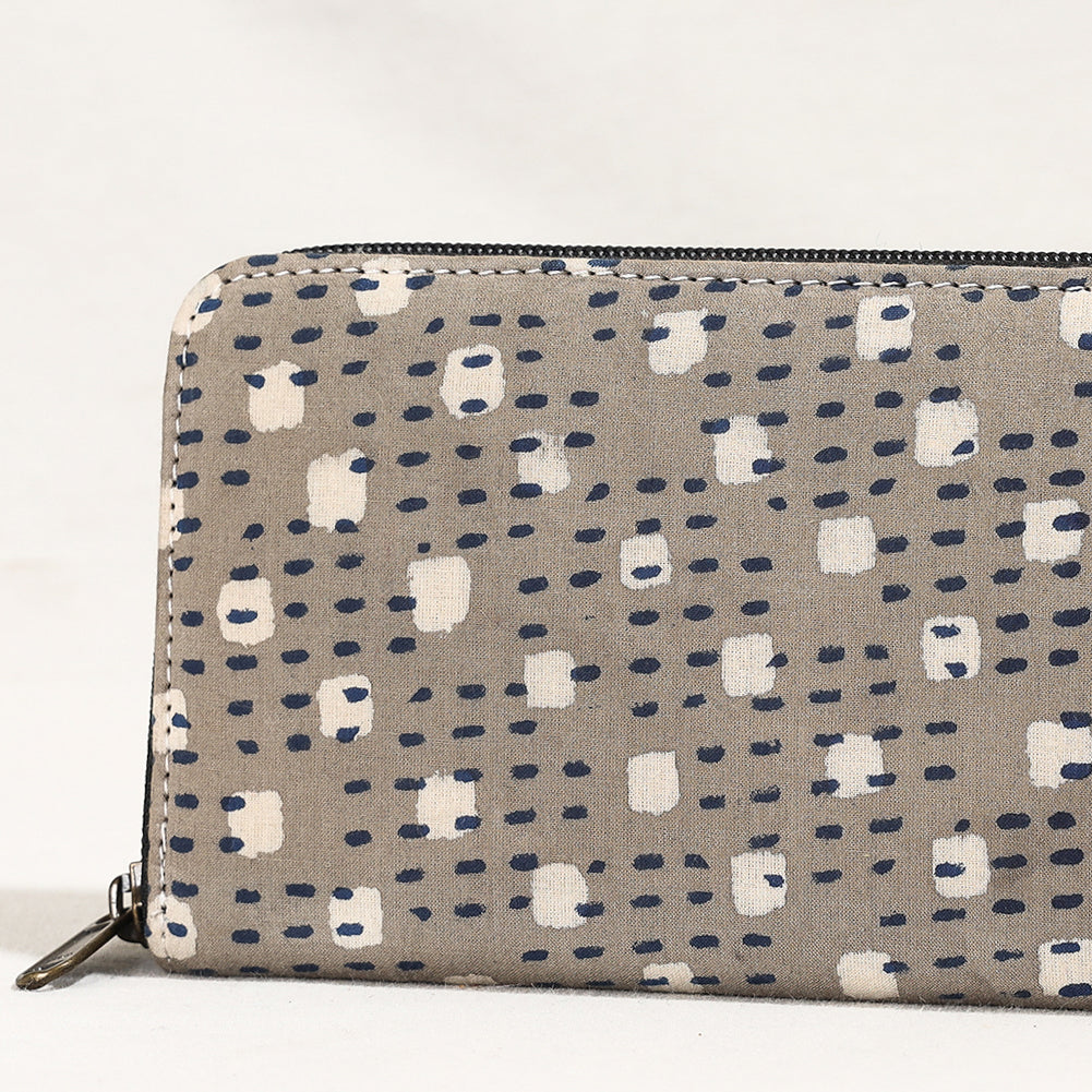 Grey Handcrafted Block Printed Fabric Clutch Wallet