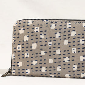 Grey Handcrafted Block Printed Fabric Clutch Wallet