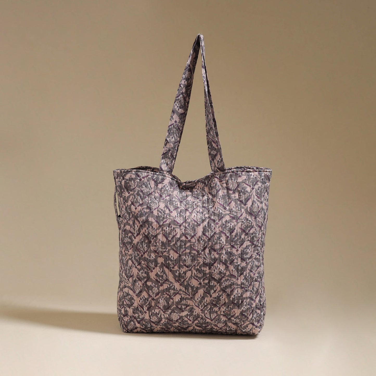 Handcrafted quilted sanganeri block printed fabric tote bag