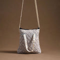 Grey - handcrafted quilted silk sling bag 21