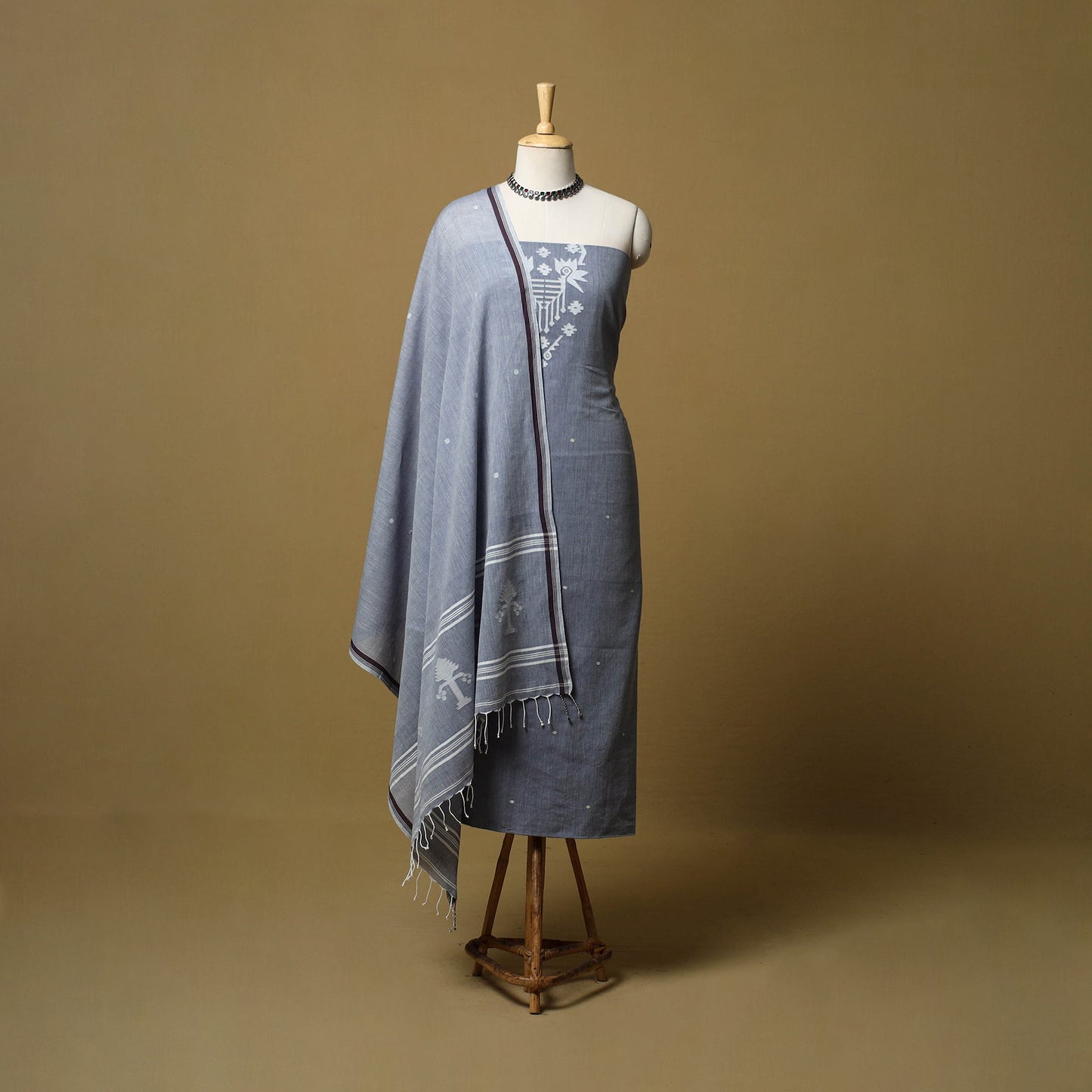 Handloom bengal jamdani cotton 2pc unstitched dress