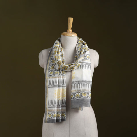 Handloom chanderi silk sanganeri stole 07 - handcrafted