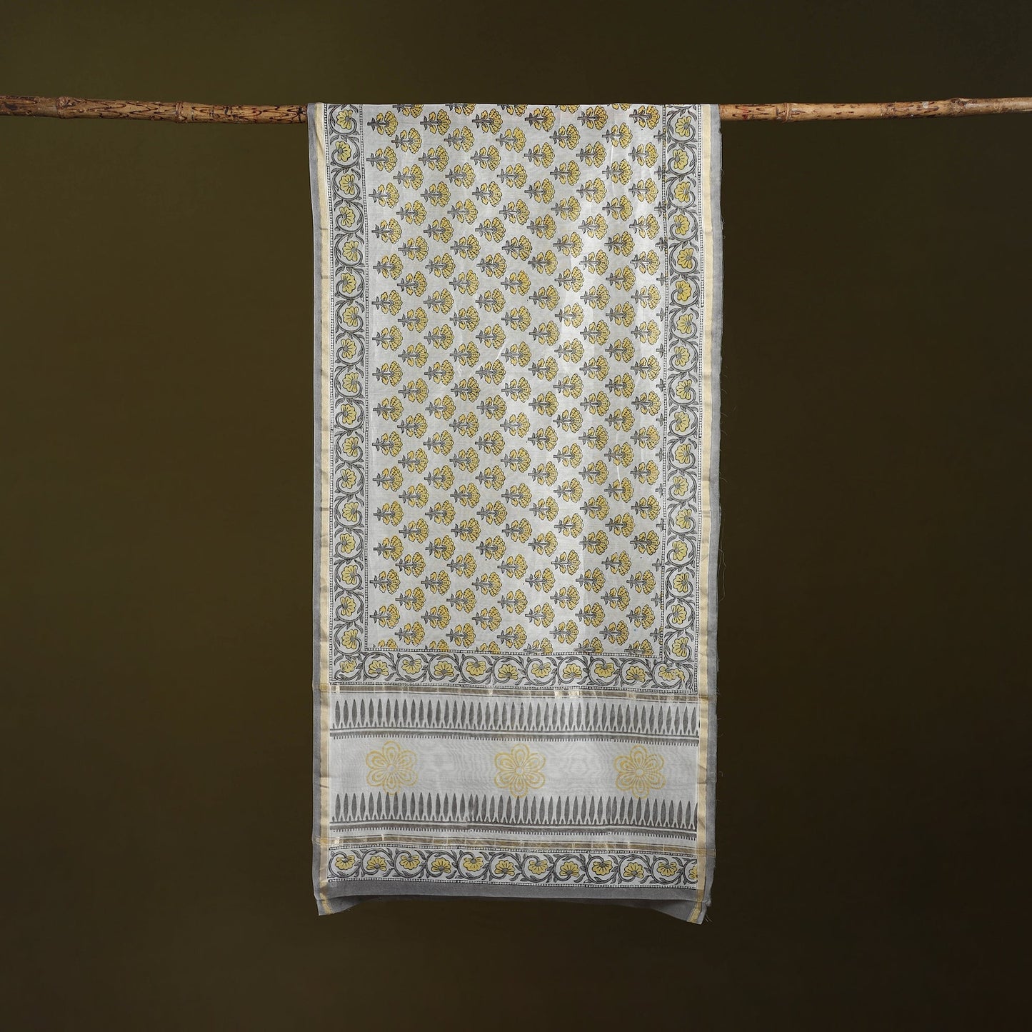 Handloom chanderi silk sanganeri stole 07 - handcrafted