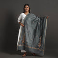 Grey - handloom chanderi silk kashida embroidery dupatta 13