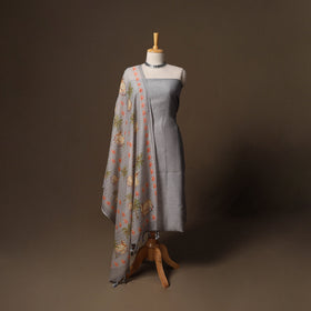 Handloom chanderi silk mukaish work 3pc unstitched dress