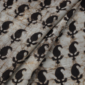 Grey Block Print Handloom Chanderi Silk Pipad Fabric
