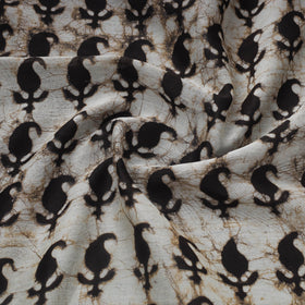 Grey Block Print Handloom Chanderi Silk Pipad Fabric