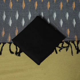 Grey - handloom cotton 3pc pochampally ikat dress material