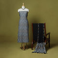 Grey - handloom cotton 3pc pochampally ikat dress material
