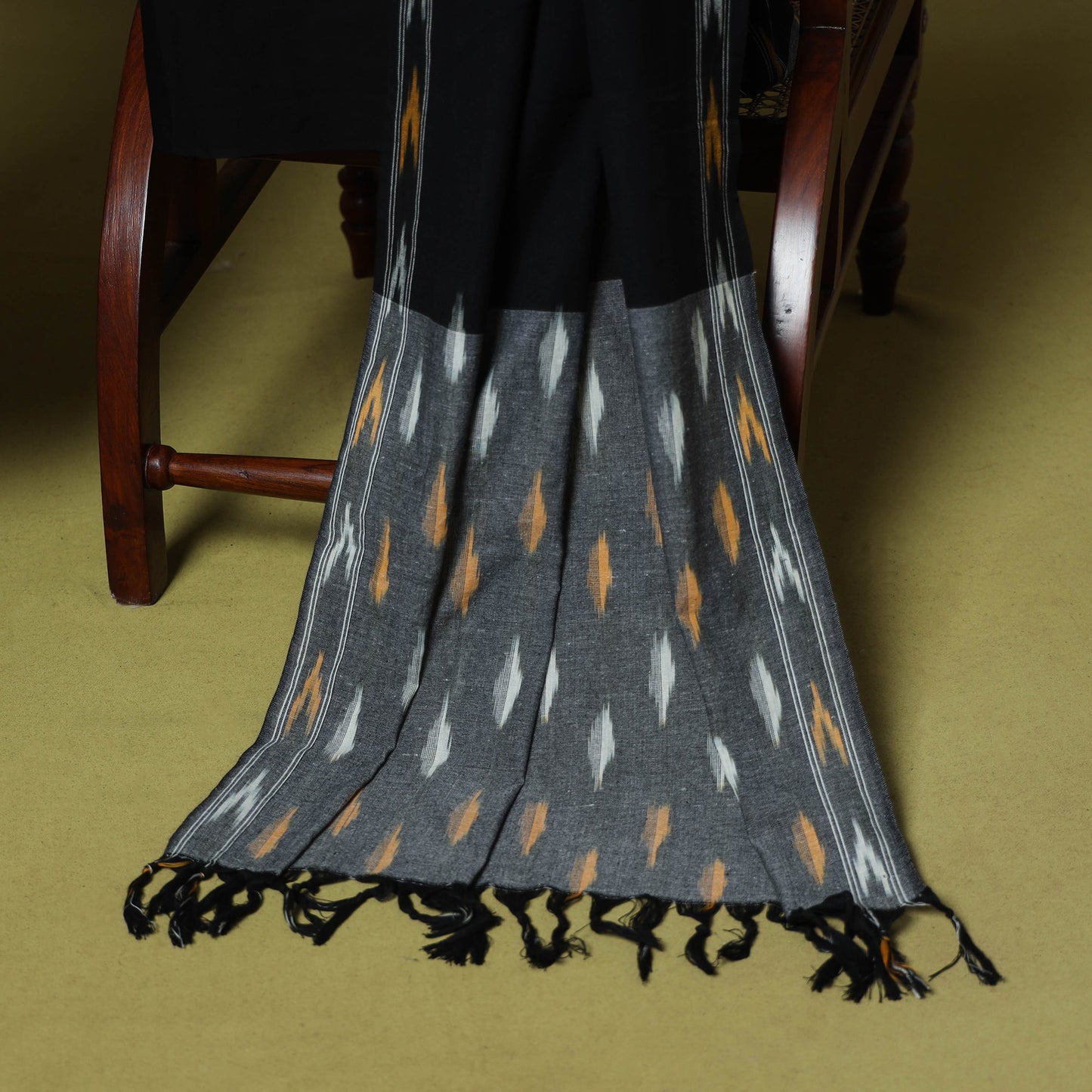 Grey - handloom cotton 3pc pochampally ikat dress material