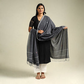 Grey - handloom cotton bengal jamdani dupatta 15