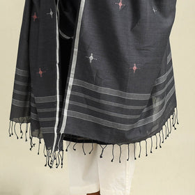 Grey - handloom cotton bengal jamdani dupatta 15