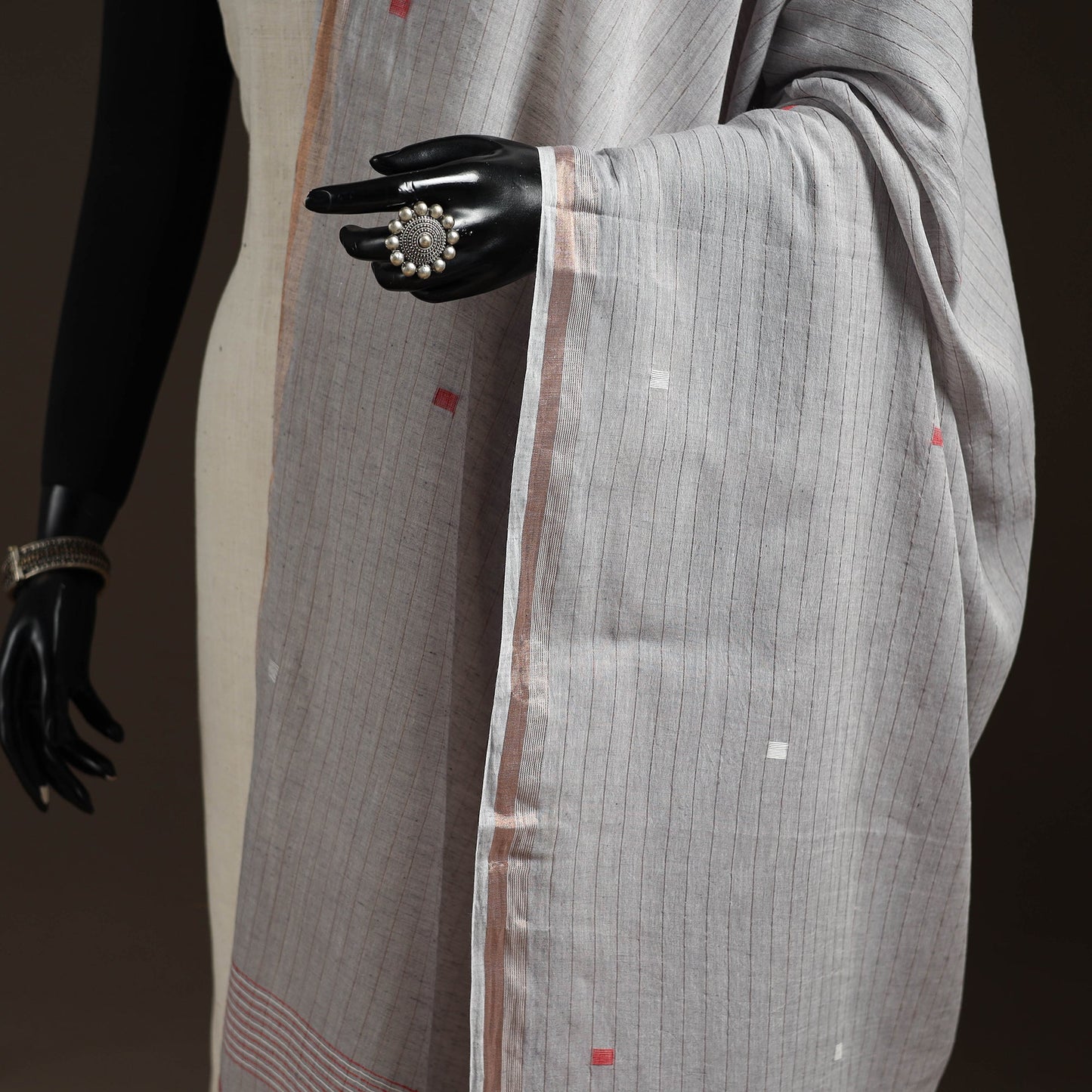 Handloom cotton bengal jamdani dupatta 31 - handcrafted