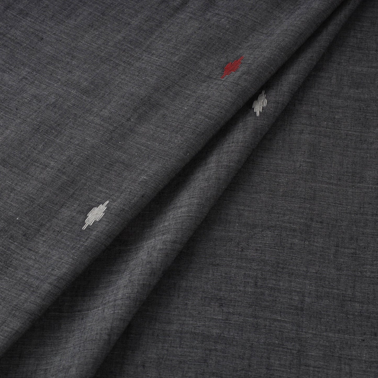 Grey Handloom Cotton Burdwan Jamdani Fabric 