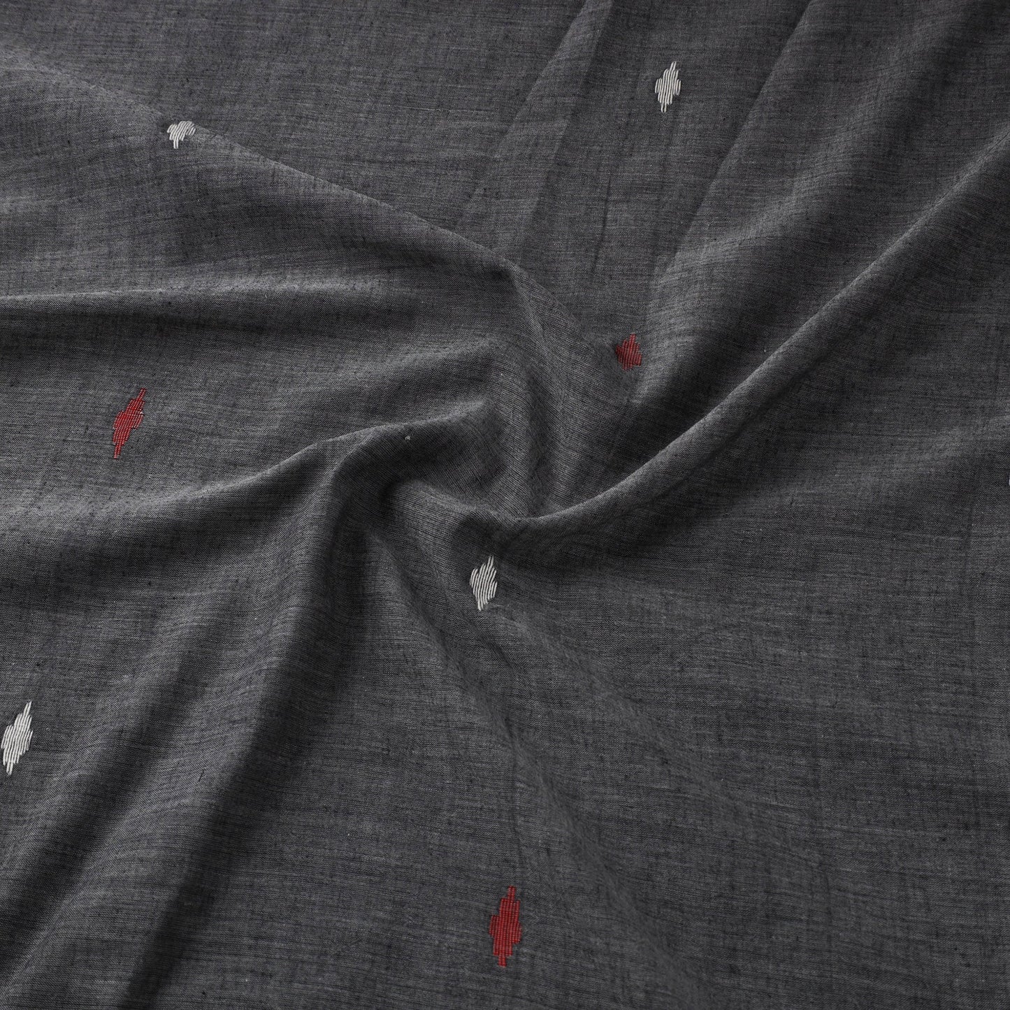 Grey Handloom Cotton Burdwan Jamdani Fabric 