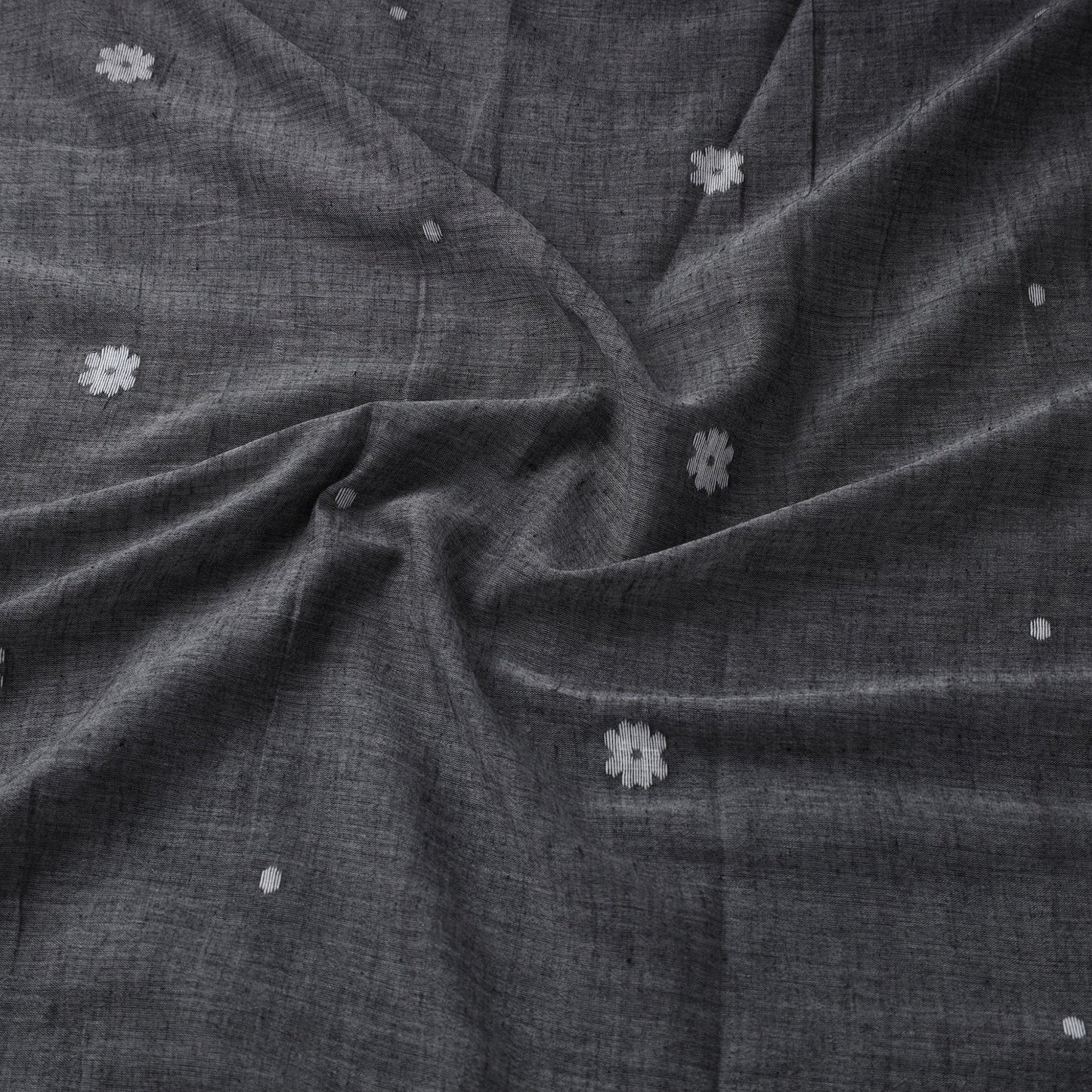 Grey Handloom Cotton Burdwan Jamdani Fabric 