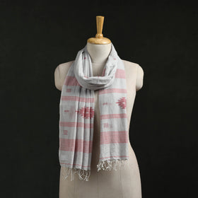 Handloom cotton burdwan jamdani stole with tassels 04