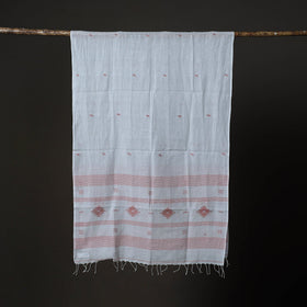 Handloom cotton burdwan jamdani stole with tassels 04