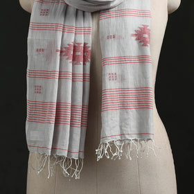 Handloom cotton burdwan jamdani stole with tassels 04