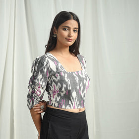 Grey Pochampally Ikat Crop Top