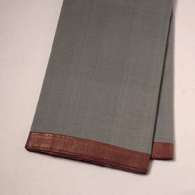 Grey - handloom cotton mangalagiri fabric with zari border