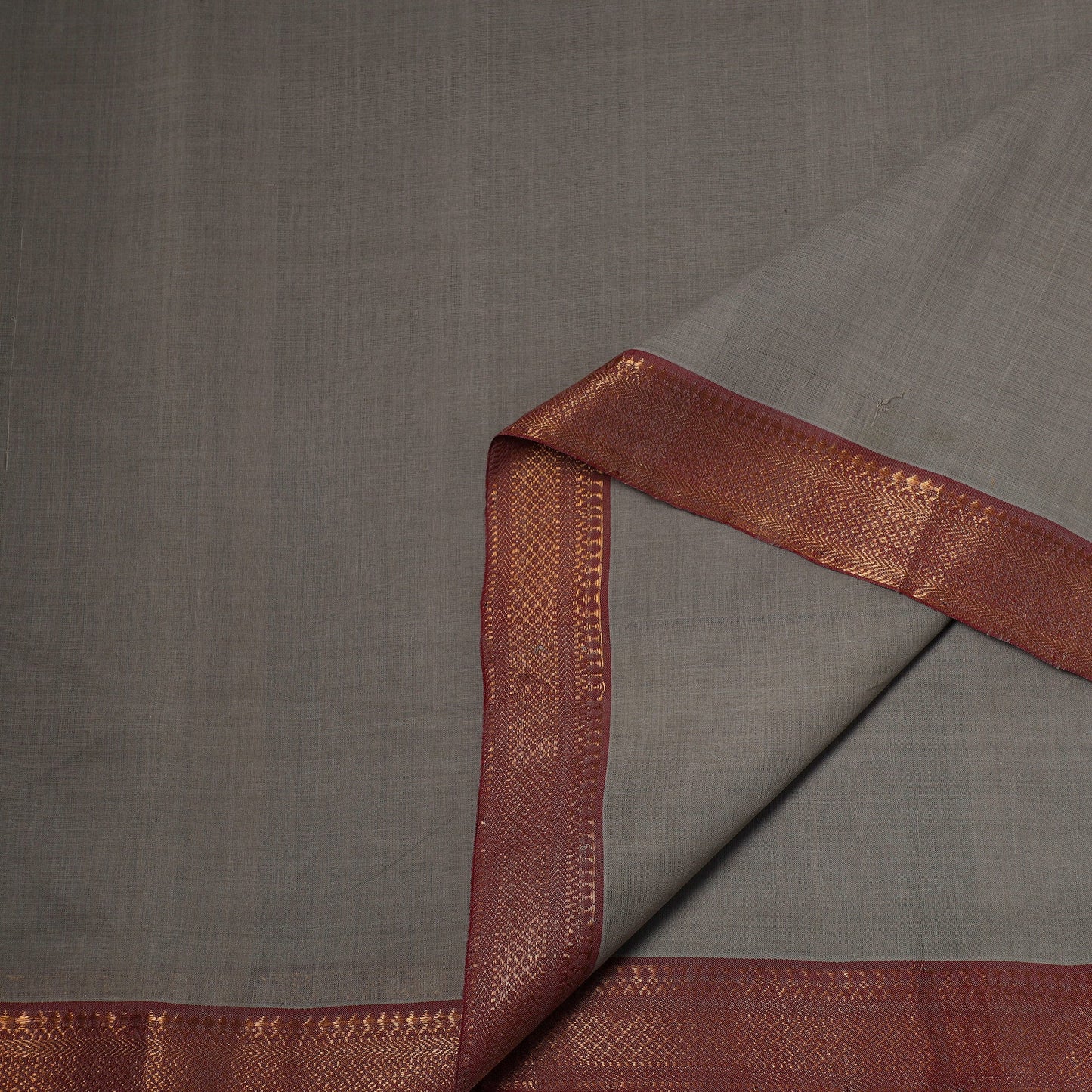 Grey - handloom cotton mangalagiri fabric with zari border