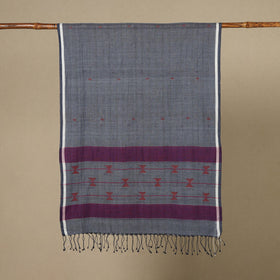 Grey - handloom cotton phulia jamdani stole with tassels 13