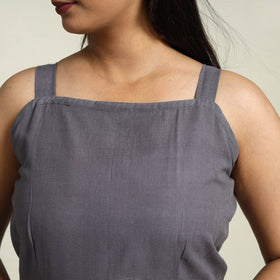 Buy Grey Handloom Cotton Plain Dress