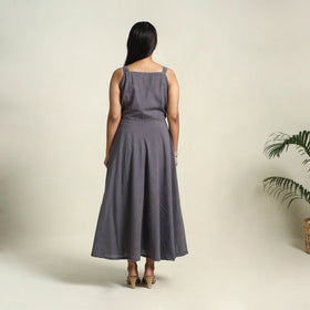 Buy Grey Handloom Cotton Plain Dress