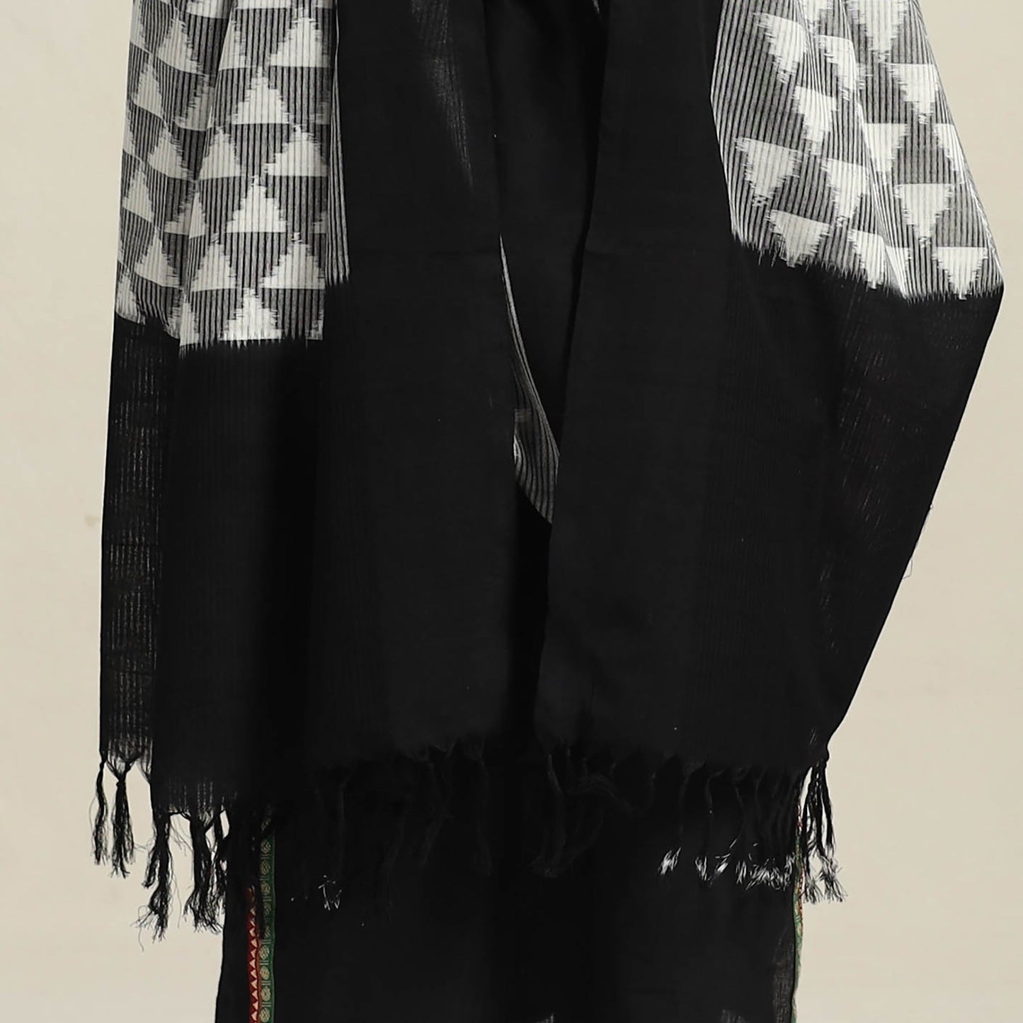 Grey - Handloom Cotton Pochampally Double Ikat Dupatta 09