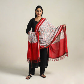  Grey Handloom Cotton Pochampally Double Ikat Dupatta