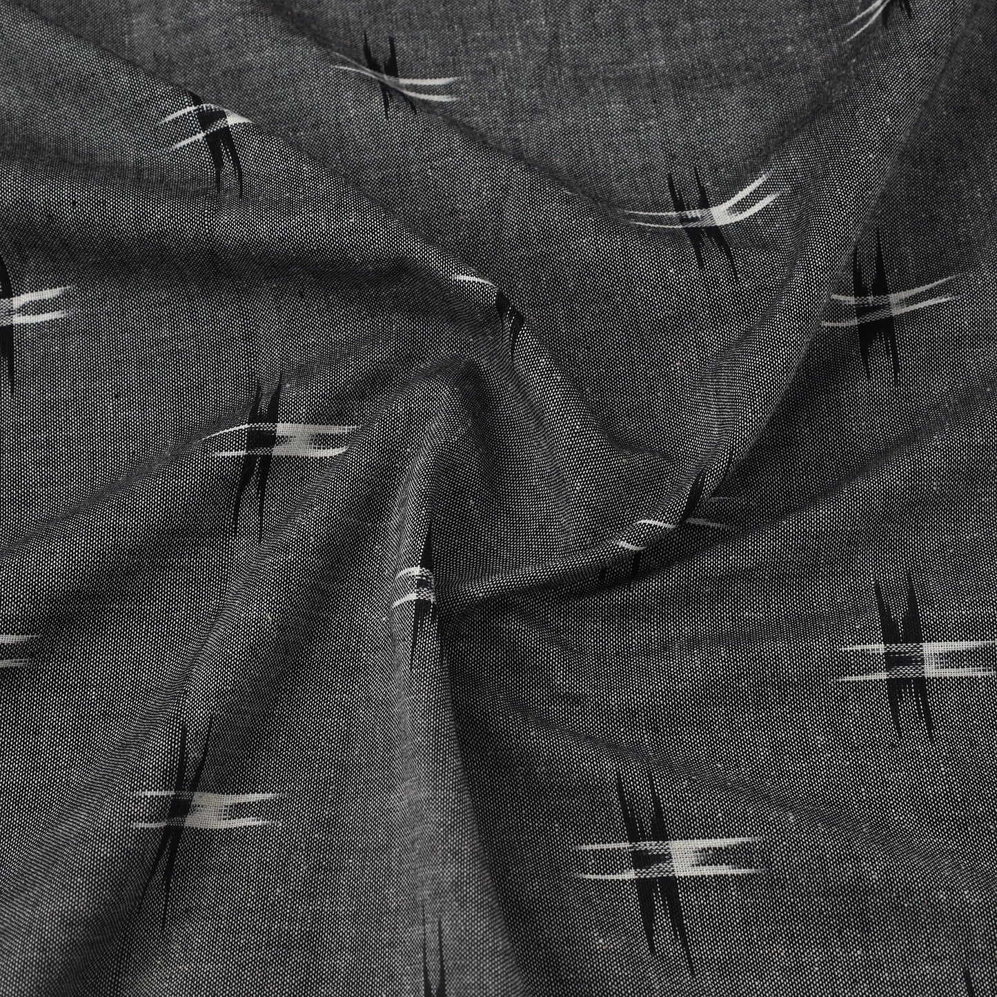  Grey Handloom Cotton Pochampally Double Ikat Fabric