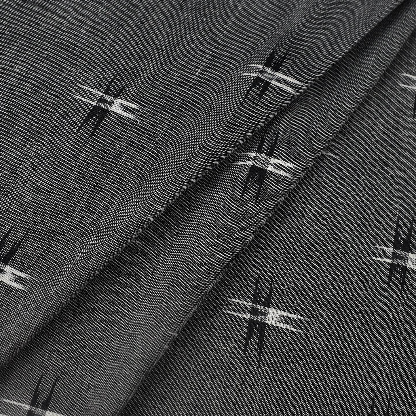  Grey Handloom Cotton Pochampally Double Ikat Fabric