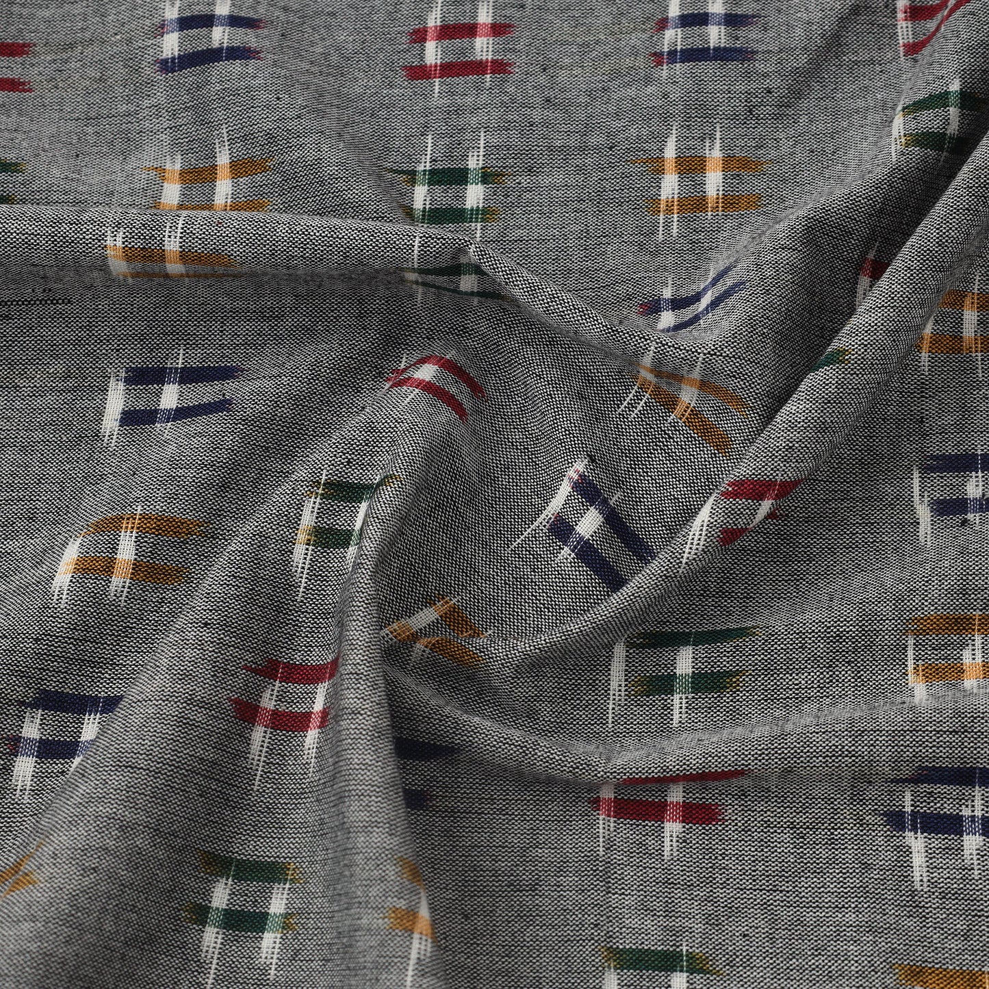 Buy Grey Handloom Cotton Pochampally Double Ikat Fabric