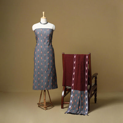 Handloom cotton pochampally ikat 3pc unstitched dress