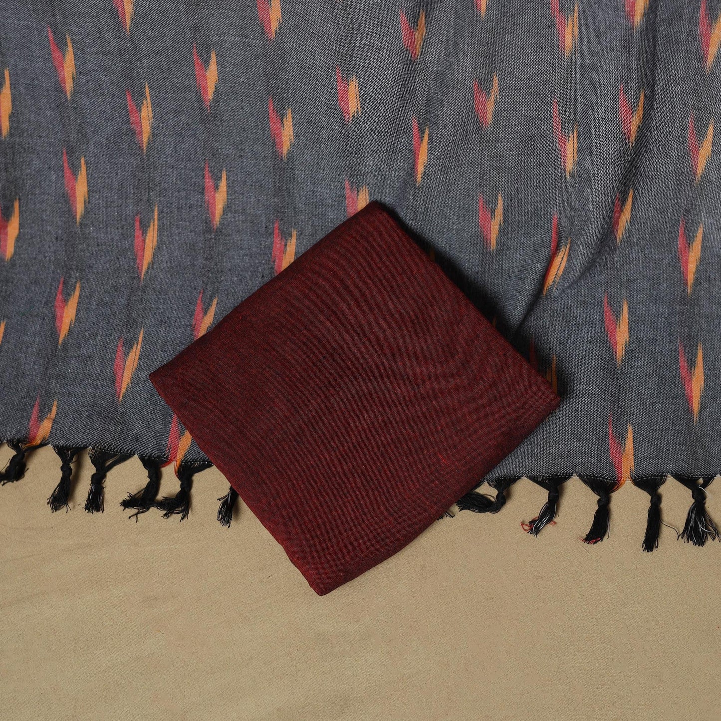 Handloom cotton pochampally ikat 3pc unstitched dress