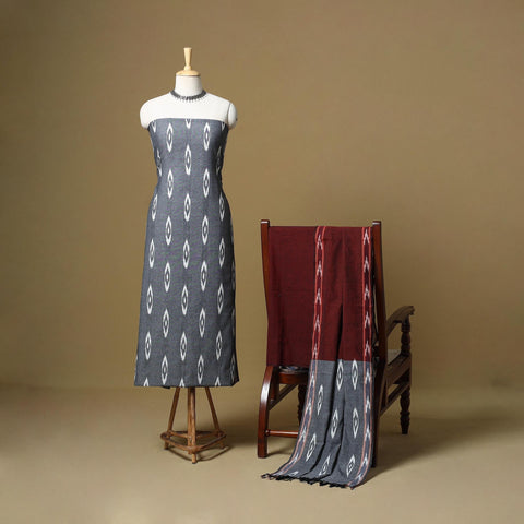 Handloom cotton pochampally ikat 3pc unstitched dress