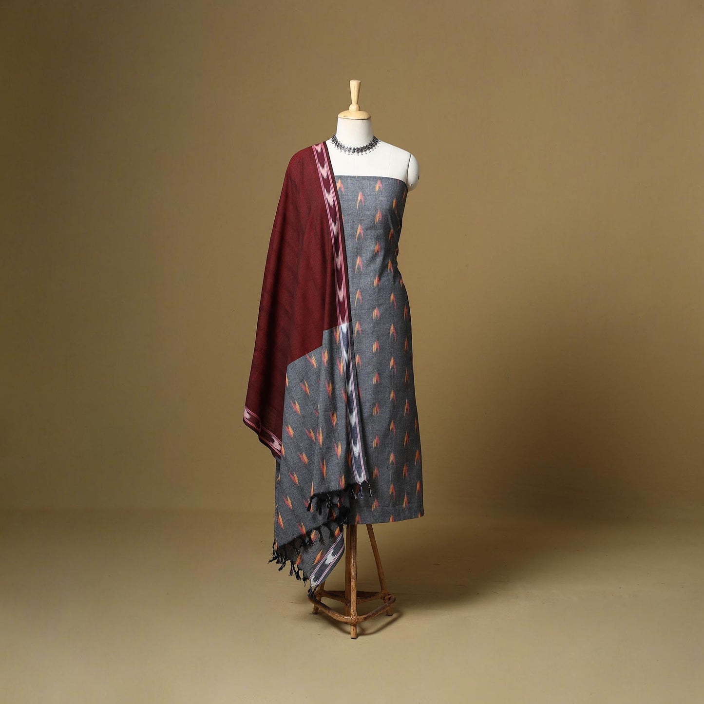 Handloom cotton pochampally ikat 3pc unstitched dress