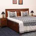 Grey - handloom cotton pochampally ikat double bedsheet set