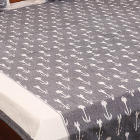 Grey - handloom cotton pochampally ikat double bedsheet set