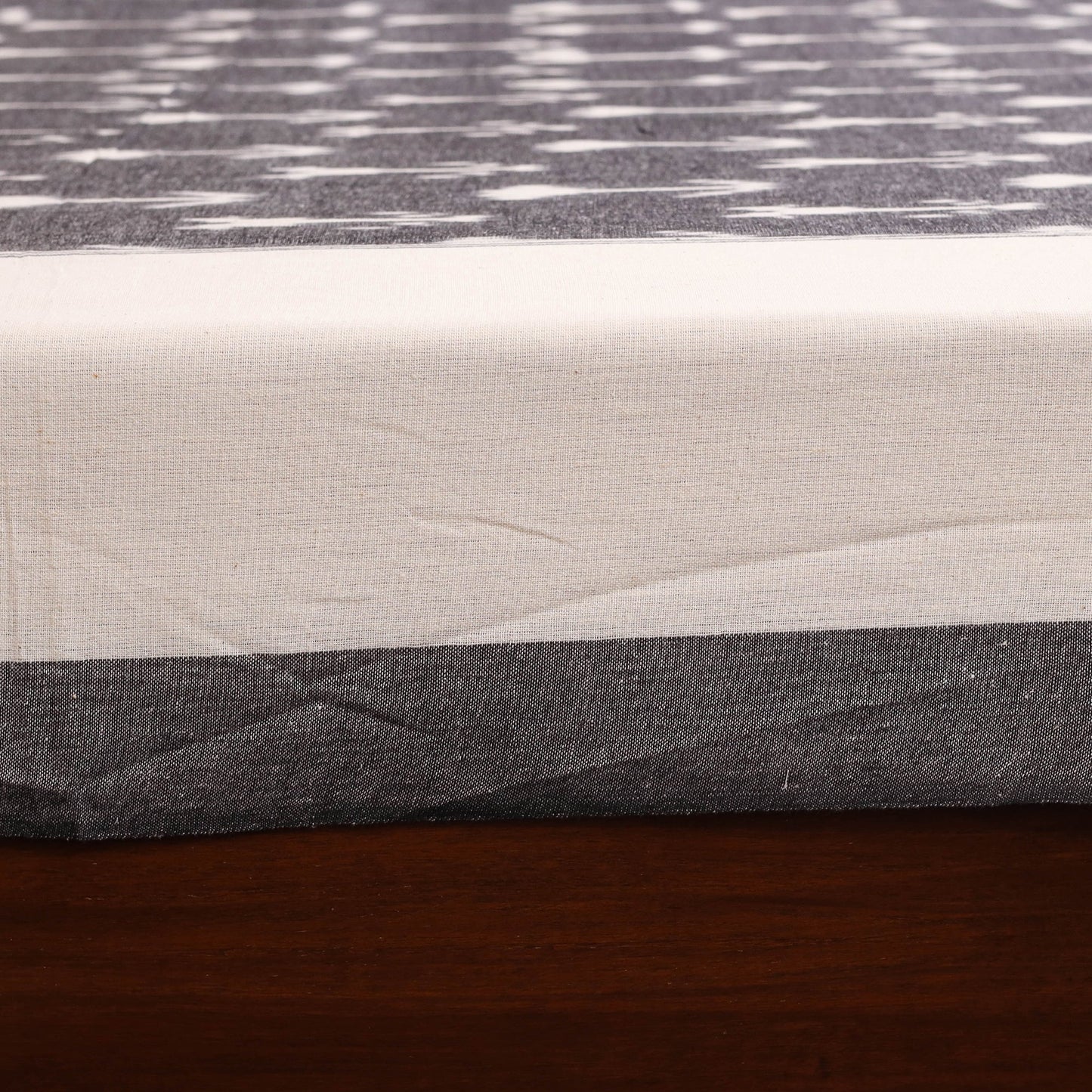 Grey - handloom cotton pochampally ikat double bedsheet set